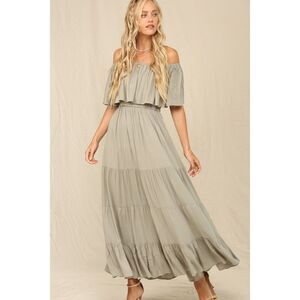 Kyemi RUFFLE OFF THE SHOULDER MAXI DRESS